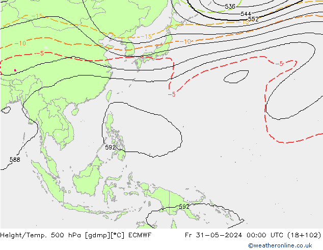 Height/Temp. 500 гПа ECMWF пт 31.05.2024 00 UTC