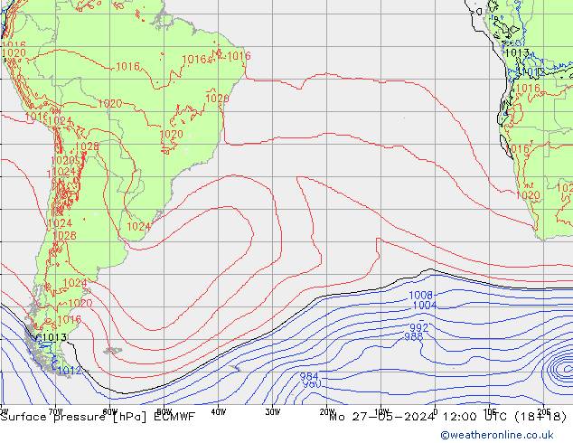 pressão do solo ECMWF Seg 27.05.2024 12 UTC