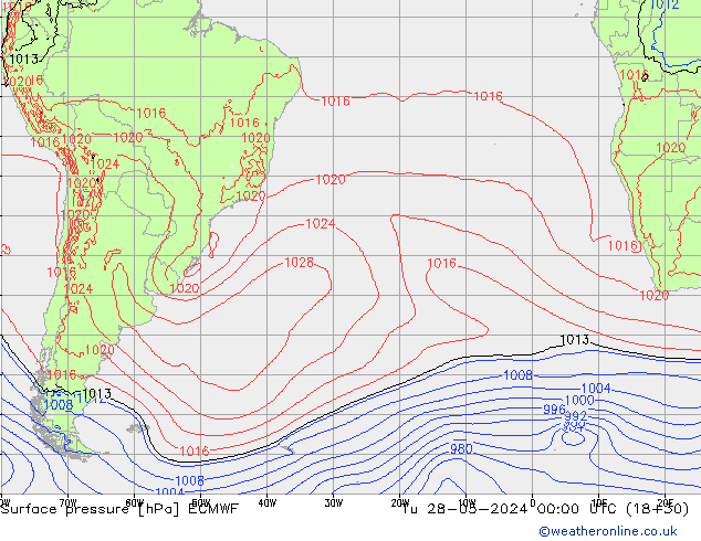 Surface pressure ECMWF Tu 28.05.2024 00 UTC