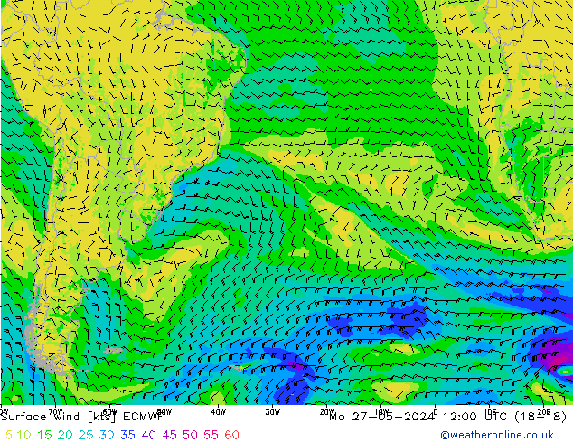 Surface wind ECMWF Mo 27.05.2024 12 UTC