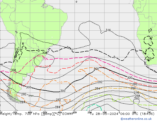 Height/Temp. 700 гПа ECMWF вт 28.05.2024 06 UTC