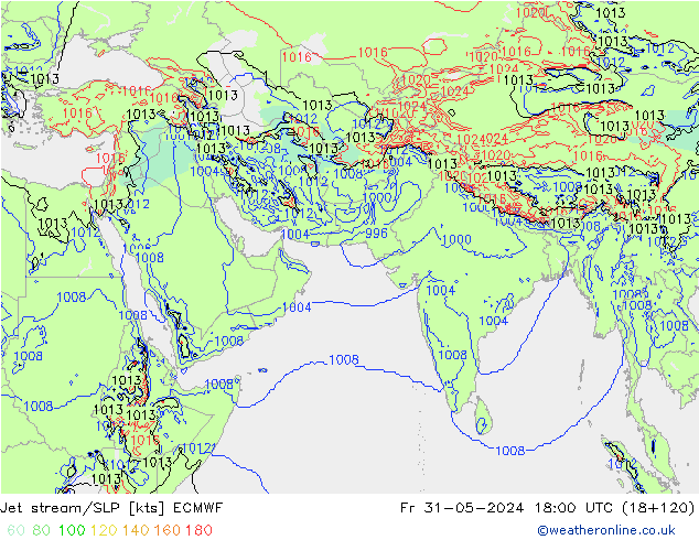 Prąd strumieniowy ECMWF pt. 31.05.2024 18 UTC