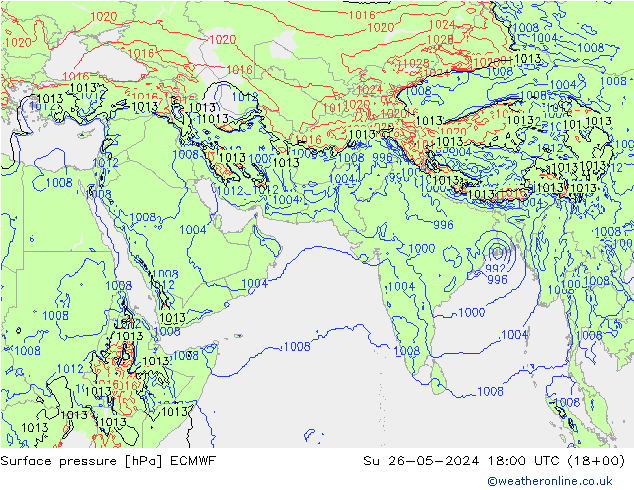 地面气压 ECMWF 星期日 26.05.2024 18 UTC