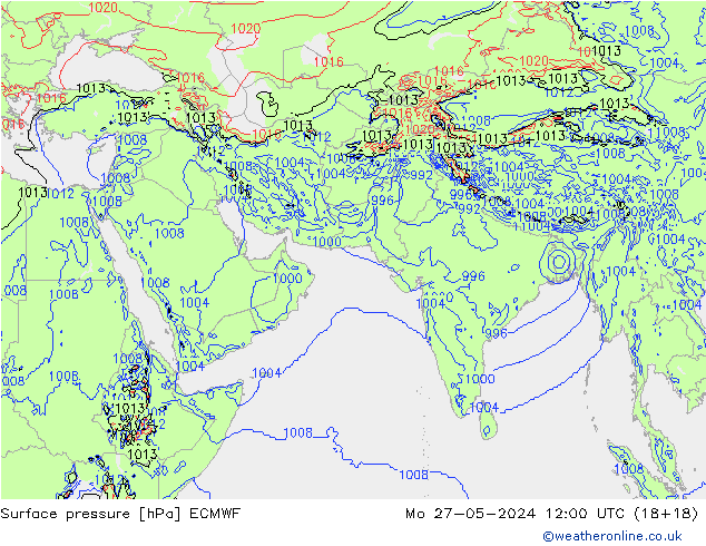 ciśnienie ECMWF pon. 27.05.2024 12 UTC