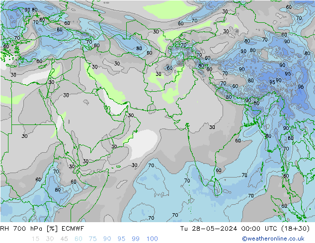 700 hPa Nispi Nem ECMWF Sa 28.05.2024 00 UTC