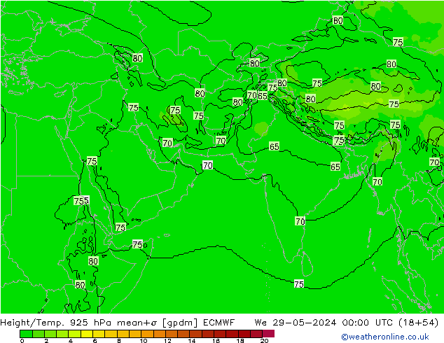 Height/Temp. 925 hPa ECMWF St 29.05.2024 00 UTC