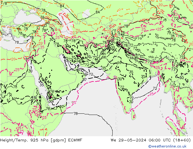 Height/Temp. 925 hPa ECMWF We 29.05.2024 06 UTC