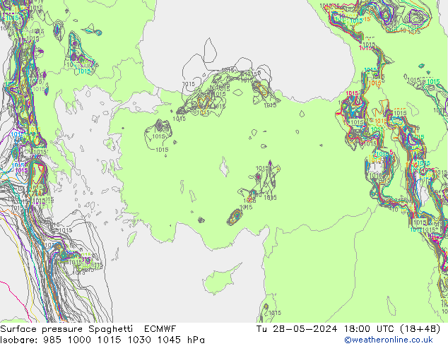 Pressione al suolo Spaghetti ECMWF mar 28.05.2024 18 UTC
