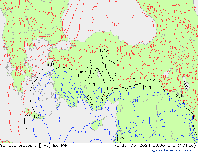 Surface pressure ECMWF Mo 27.05.2024 00 UTC