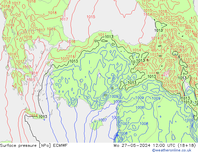 Presión superficial ECMWF lun 27.05.2024 12 UTC