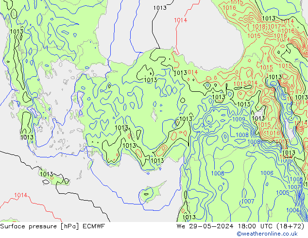 pressão do solo ECMWF Qua 29.05.2024 18 UTC