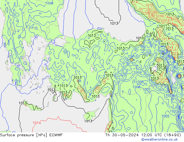 Surface pressure ECMWF Th 30.05.2024 12 UTC