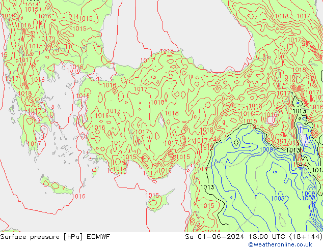 Pressione al suolo ECMWF sab 01.06.2024 18 UTC