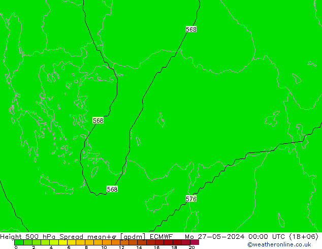 500 hPa Yüksekliği Spread ECMWF Pzt 27.05.2024 00 UTC