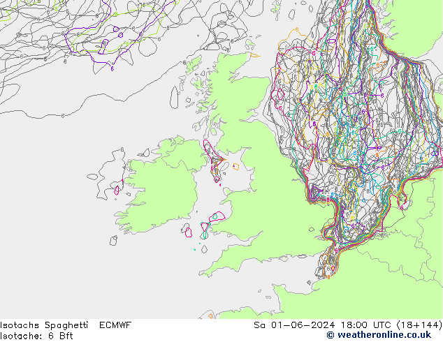 Isotachs Spaghetti ECMWF sab 01.06.2024 18 UTC