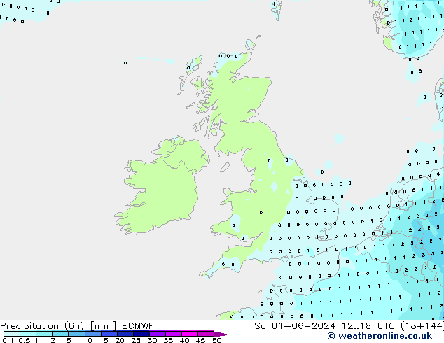 Precipitazione (6h) ECMWF sab 01.06.2024 18 UTC