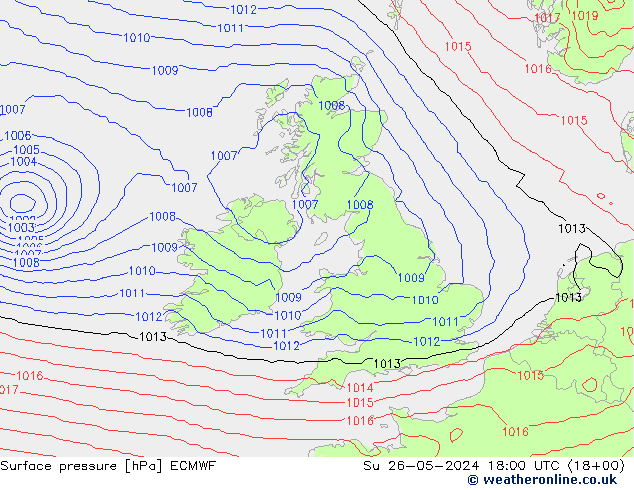 pression de l'air ECMWF dim 26.05.2024 18 UTC