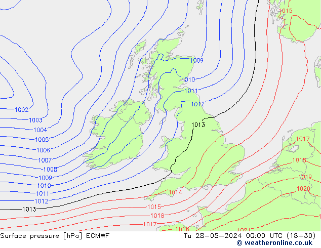 Surface pressure ECMWF Tu 28.05.2024 00 UTC