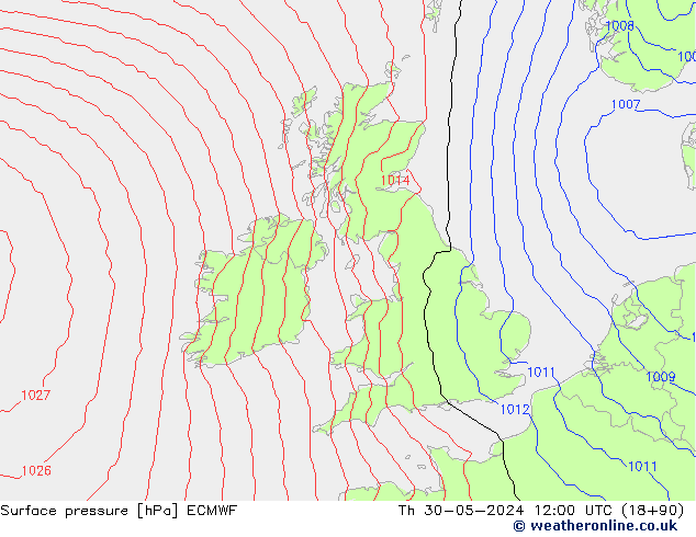 pression de l'air ECMWF jeu 30.05.2024 12 UTC