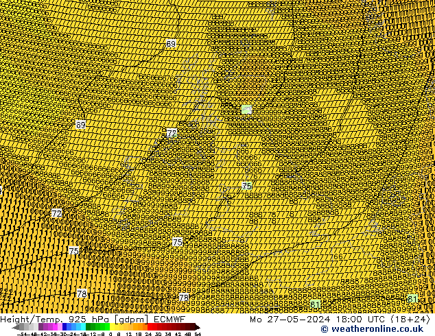 Hoogte/Temp. 925 hPa ECMWF ma 27.05.2024 18 UTC