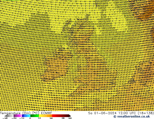 température (2m) ECMWF sam 01.06.2024 12 UTC