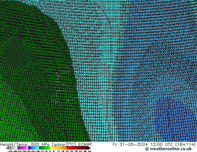 Height/Temp. 500 гПа ECMWF пт 31.05.2024 12 UTC