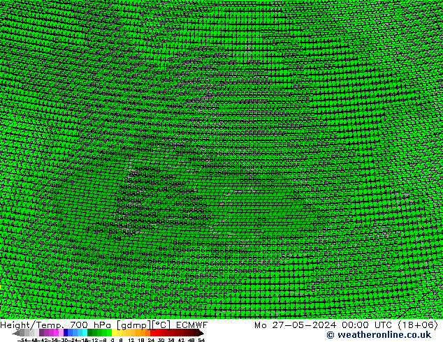 Height/Temp. 700 hPa ECMWF Mo 27.05.2024 00 UTC