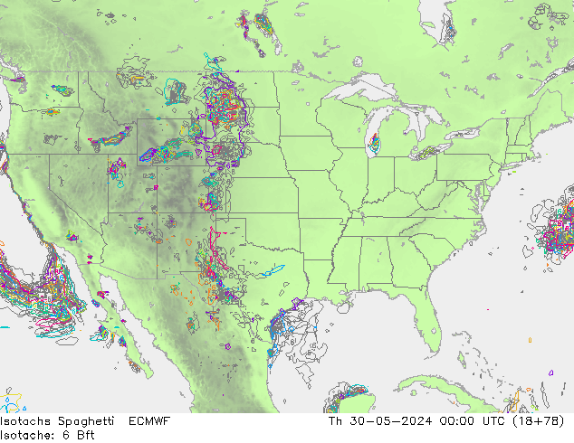 Izotacha Spaghetti ECMWF czw. 30.05.2024 00 UTC