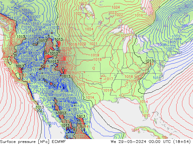 Luchtdruk (Grond) ECMWF wo 29.05.2024 00 UTC