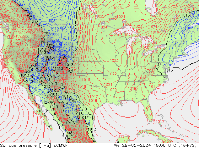 Yer basıncı ECMWF Çar 29.05.2024 18 UTC