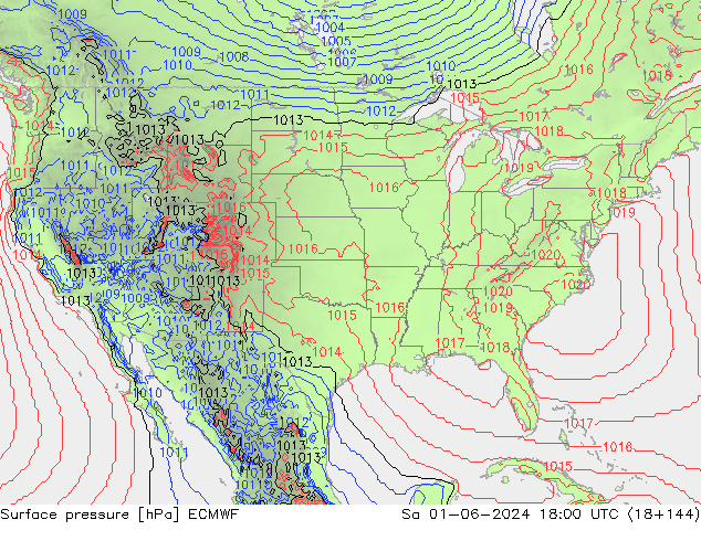 Surface pressure ECMWF Sa 01.06.2024 18 UTC