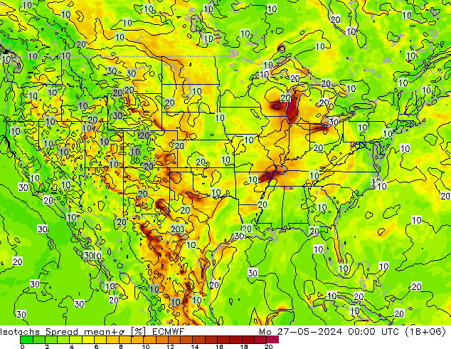 Isotachs Spread ECMWF Mo 27.05.2024 00 UTC