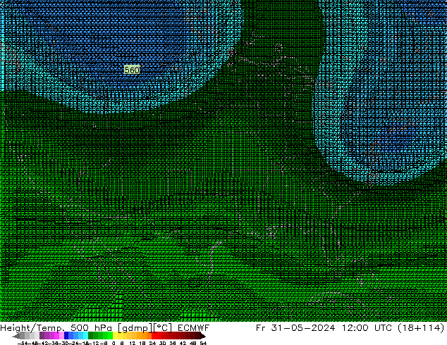 Height/Temp. 500 hPa ECMWF  31.05.2024 12 UTC