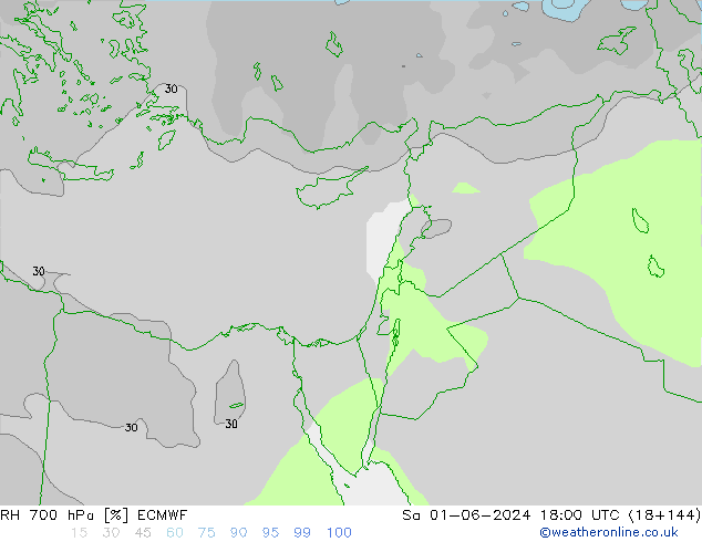 RH 700 hPa ECMWF Sa 01.06.2024 18 UTC