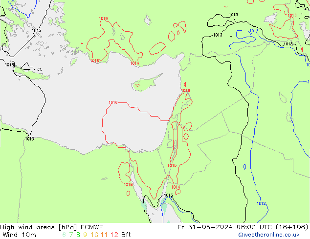 yüksek rüzgarlı alanlar ECMWF Cu 31.05.2024 06 UTC