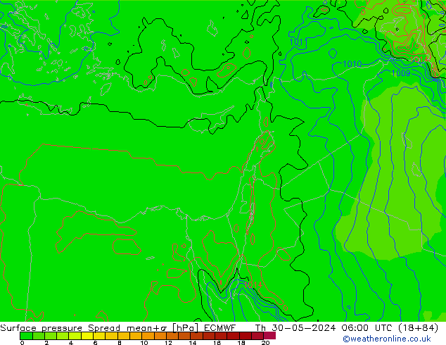 приземное давление Spread ECMWF чт 30.05.2024 06 UTC