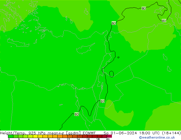 Height/Temp. 925 hPa ECMWF So 01.06.2024 18 UTC