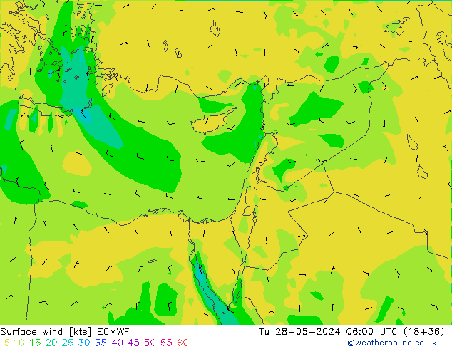 Rüzgar 10 m ECMWF Sa 28.05.2024 06 UTC