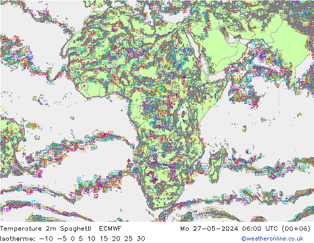 Temperaturkarte Spaghetti ECMWF Mo 27.05.2024 06 UTC