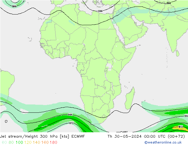 Corriente en chorro ECMWF jue 30.05.2024 00 UTC