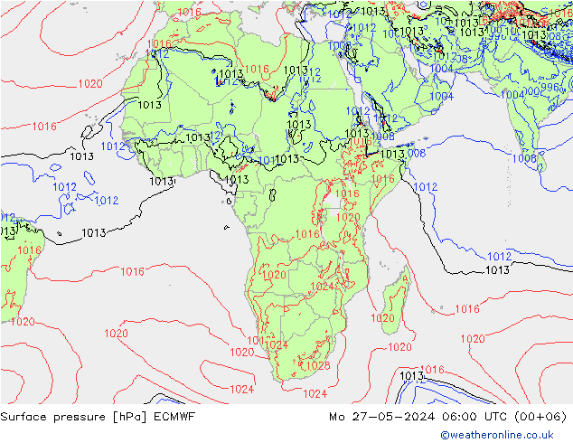ciśnienie ECMWF pon. 27.05.2024 06 UTC