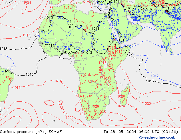 Bodendruck ECMWF Di 28.05.2024 06 UTC