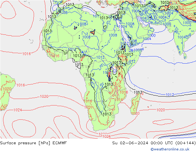 приземное давление ECMWF Вс 02.06.2024 00 UTC