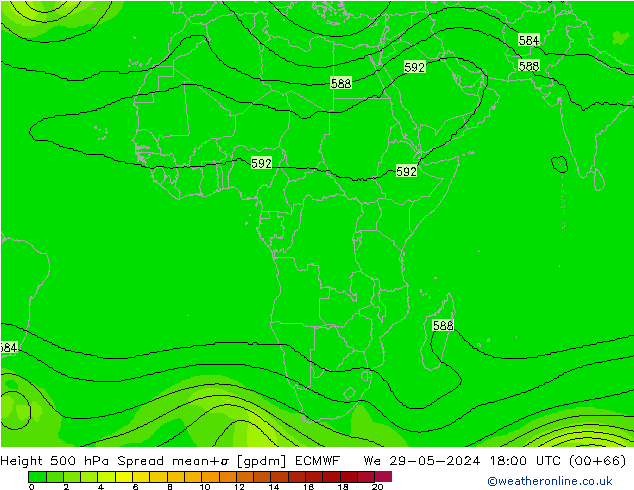 Height 500 hPa Spread ECMWF St 29.05.2024 18 UTC