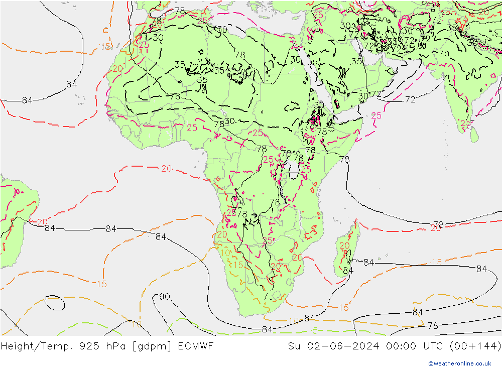 Hoogte/Temp. 925 hPa ECMWF zo 02.06.2024 00 UTC