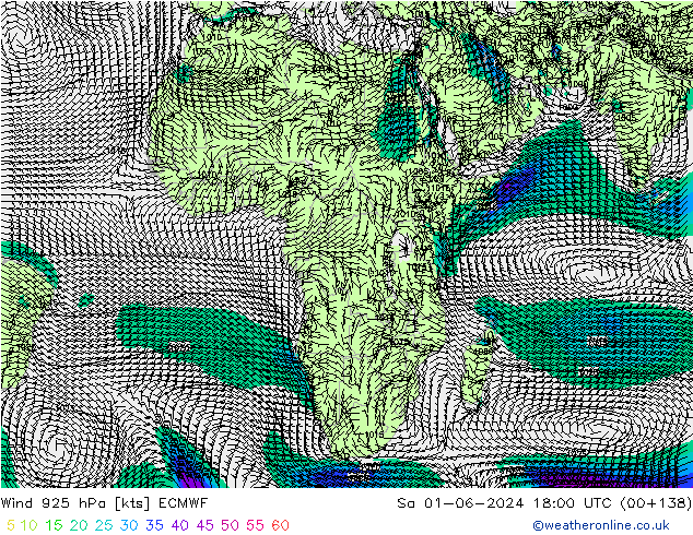 Wind 925 hPa ECMWF za 01.06.2024 18 UTC