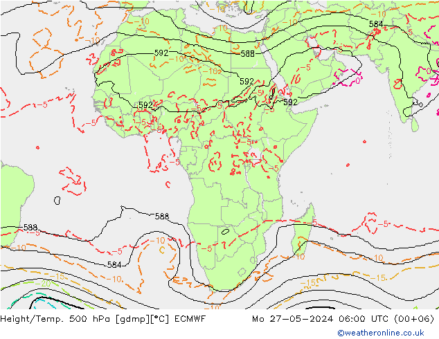 Height/Temp. 500 hPa ECMWF Seg 27.05.2024 06 UTC