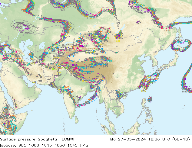 pressão do solo Spaghetti ECMWF Seg 27.05.2024 18 UTC