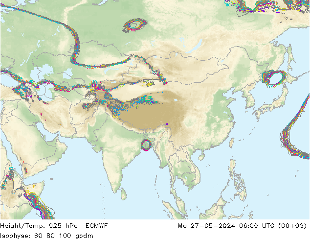 Height/Temp. 925 hPa ECMWF Mo 27.05.2024 06 UTC