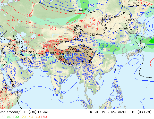 Jet stream/SLP ECMWF Th 30.05.2024 06 UTC